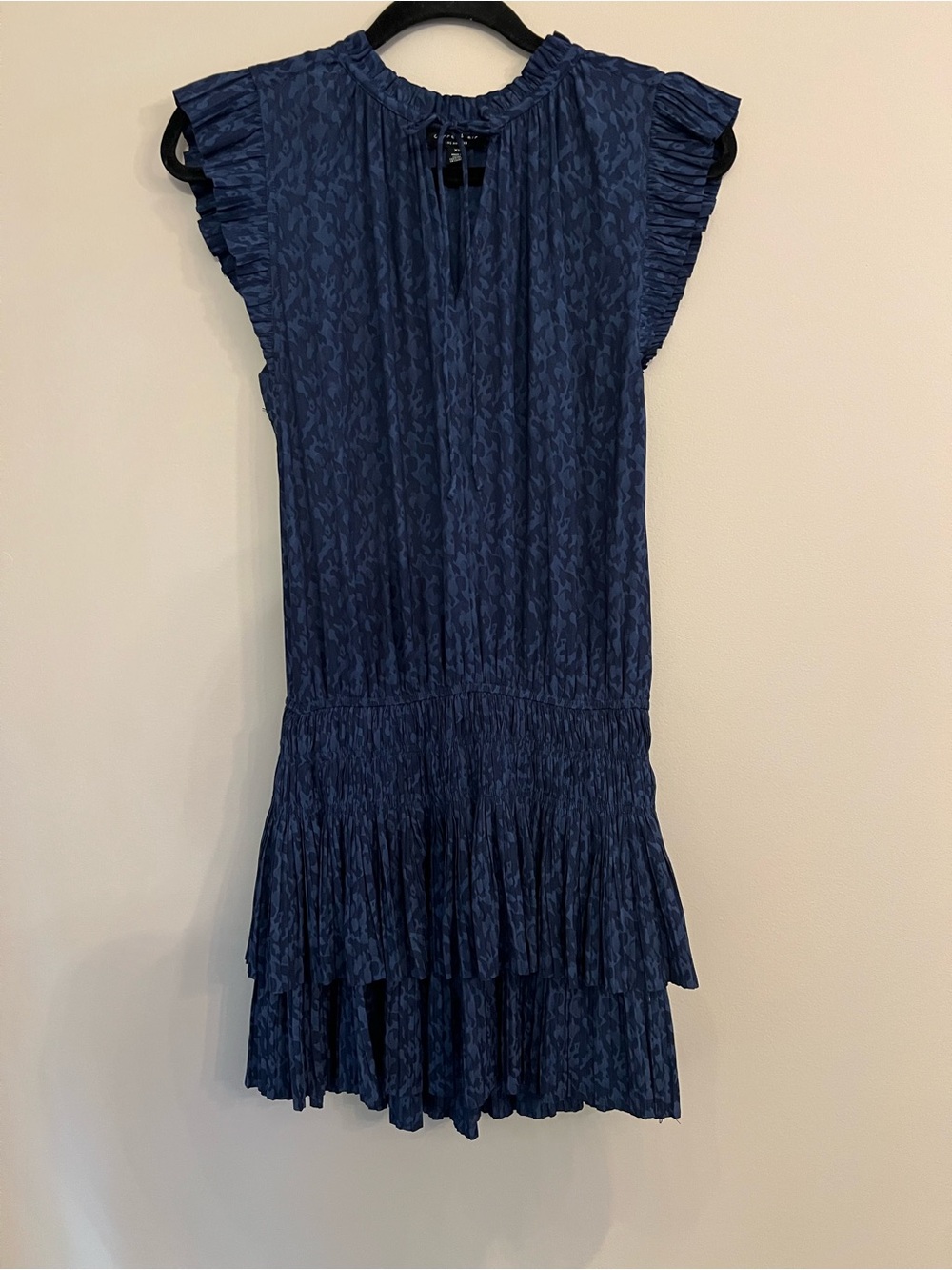 Current Air Navy Textured Ruffle Tiered Mini Dress